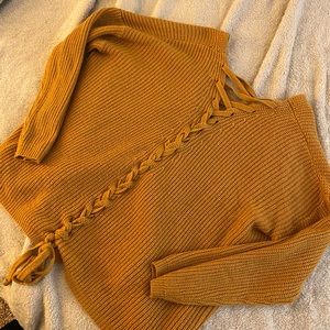 Mustard Brown Long Sleeve Pull Over Sweater